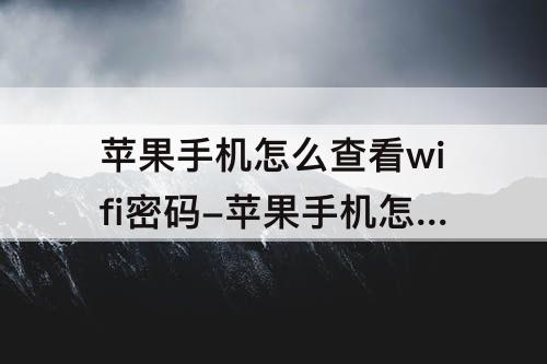 苹果手机怎么查看wifi密码-苹果手机怎么查看wifi密码是多少