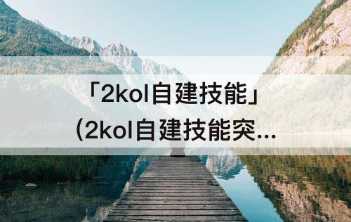 「2kol自建技能」(2kol自建技能突破)