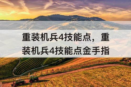重装机兵4技能点，重装机兵4技能点金手指