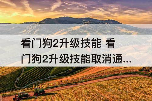 看门狗2升级技能 看门狗2升级技能取消通缉