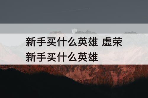 新手买什么英雄 虚荣新手买什么英雄