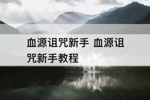 血源诅咒新手 血源诅咒新手教程