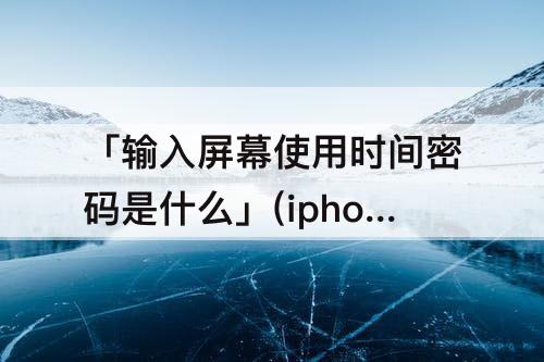「输入屏幕使用时间密码是什么」(iphone输入屏幕使用时间密码是什么意思)