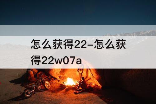 怎么获得22-怎么获得22w07a