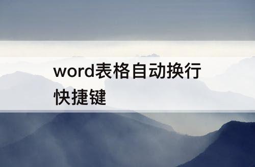 word表格自动换行快捷键