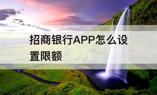 招商银行APP怎么设置限额