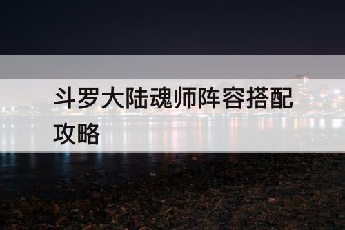 斗罗大陆魂师阵容搭配攻略