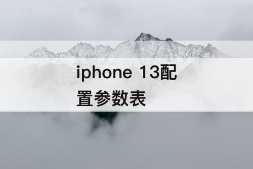 iphone 13配置参数表