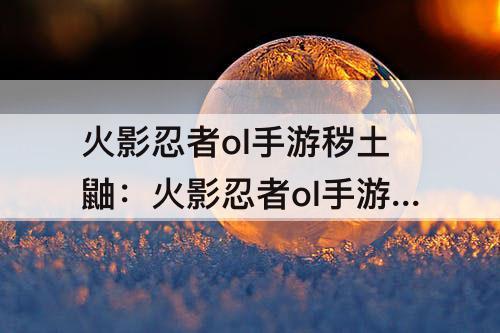火影忍者ol手游秽土鼬：火影忍者ol手游秽土鼬怎么获得