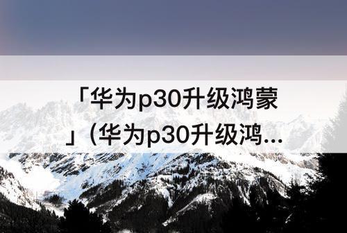 「华为p30升级鸿蒙」(华为p30升级鸿蒙3.0怎么样)