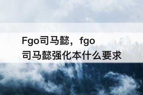Fgo司马懿，fgo司马懿强化本什么要求