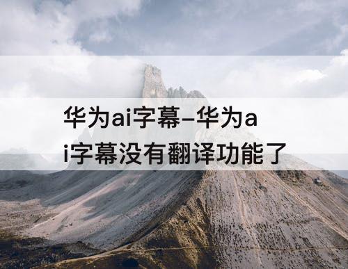 华为ai字幕-华为ai字幕没有翻译功能了