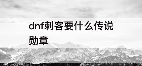 dnf刺客要什么传说勋章