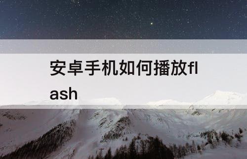 安卓手机如何播放flash
