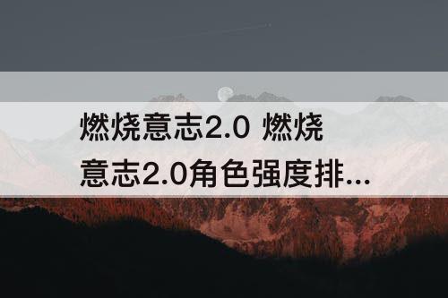 燃烧意志2.0 燃烧意志2.0角色强度排行