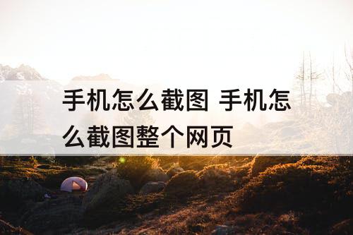 手机怎么截图 手机怎么截图整个网页