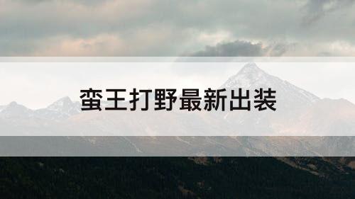 蛮王打野最新出装