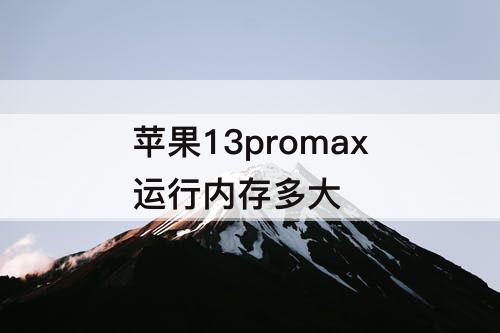 苹果13promax运行内存多大