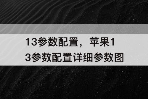 13参数配置，苹果13参数配置详细参数图