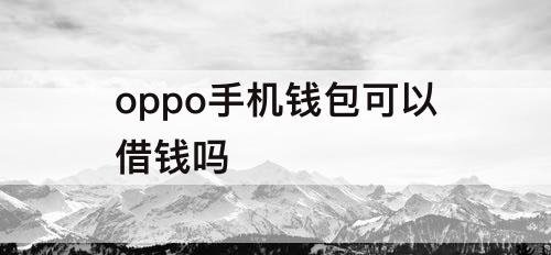 oppo手机钱包可以借钱吗