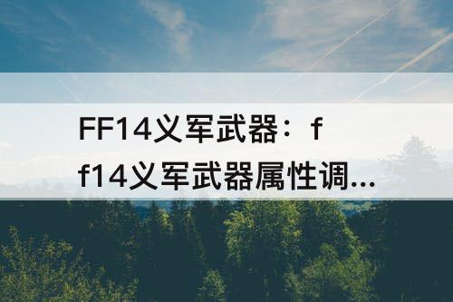 FF14义军武器：ff14义军武器属性调整舞者