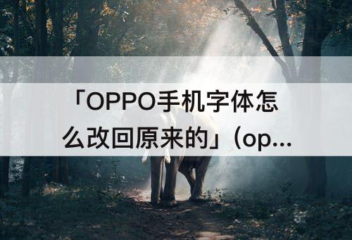 「OPPO手机字体怎么改回原来的」(oppo手机字体怎么改回原来的样子)