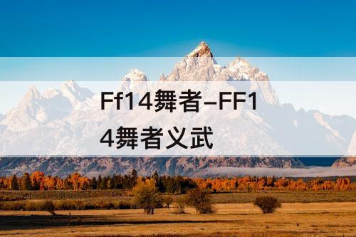 Ff14舞者-FF14舞者义武