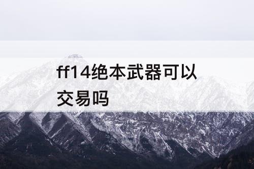ff14绝本武器可以交易吗