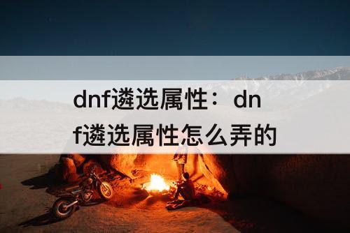 dnf遴选属性：dnf遴选属性怎么弄的
