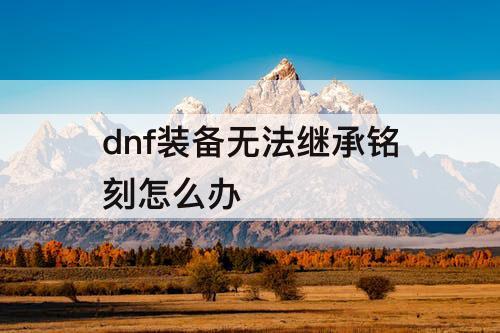 dnf装备无法继承铭刻怎么办