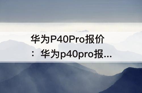 华为P40Pro报价：华为p40pro报价参数