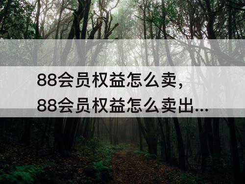 88会员权益怎么卖，88会员权益怎么卖出去