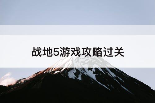 战地5游戏攻略过关