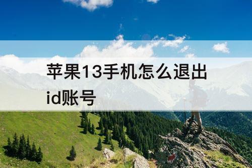 苹果13手机怎么退出id账号