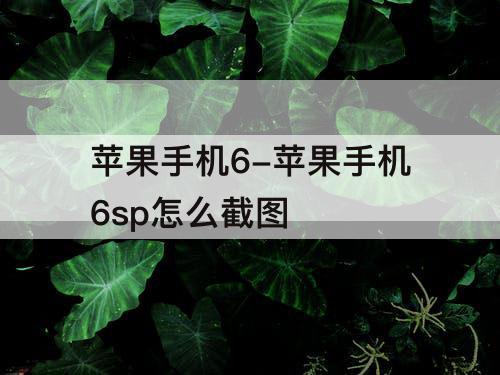 苹果手机6-苹果手机6sp怎么截图