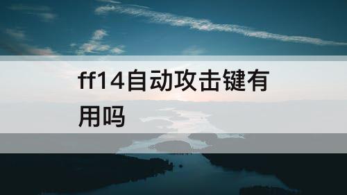 ff14自动攻击键有用吗