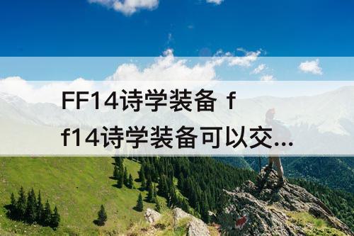 FF14诗学装备 ff14诗学装备可以交易吗
