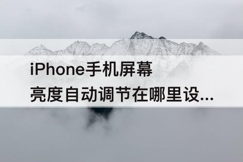 iPhone手机屏幕亮度自动调节在哪里设置
