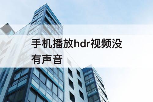 手机播放hdr视频没有声音