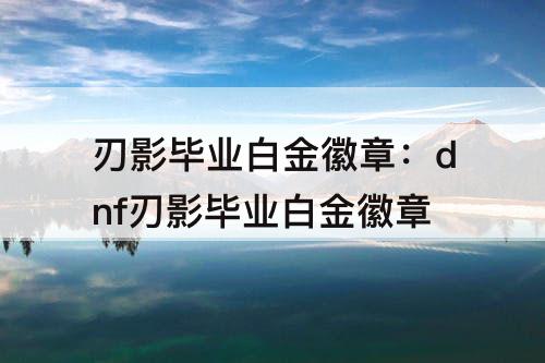 刃影毕业白金徽章：dnf刃影毕业白金徽章
