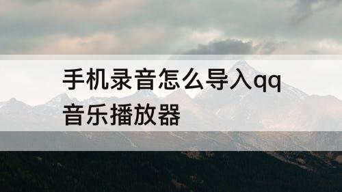 手机录音怎么导入qq音乐播放器