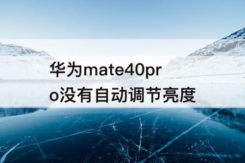 华为mate40pro没有自动调节亮度
