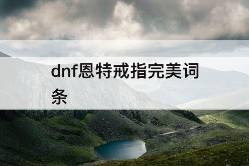 dnf恩特戒指完美词条