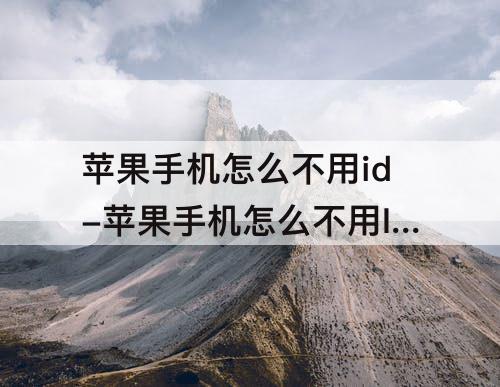苹果手机怎么不用id-苹果手机怎么不用ID下软件