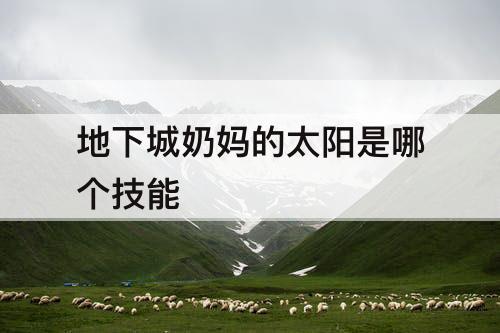 地下城奶妈的太阳是哪个技能