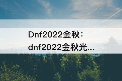 Dnf2022金秋：dnf2022金秋光环对比