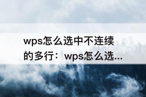 wps怎么选中不连续的多行：wps怎么选中不连续的多行文字