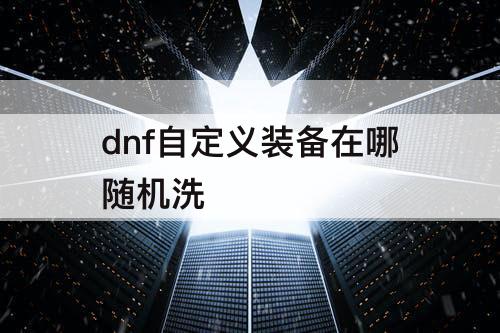 dnf自定义装备在哪随机洗