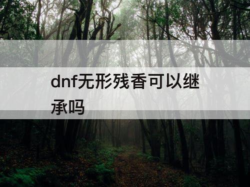 dnf无形残香可以继承吗