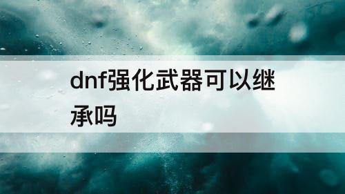 dnf强化武器可以继承吗